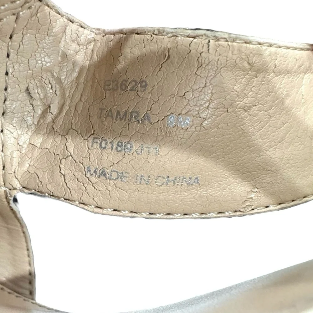 CALVIN KLEIN TAMRA BLACK PATENT & CORK PLATFORM HEELED SANDALS
